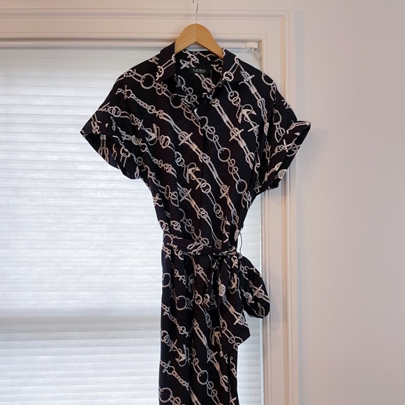 NWT RALPH LAUREN NAUTICAL PRINT DRESS W/ TIE BELT - SIZE 12 - Picture 2 of 11
